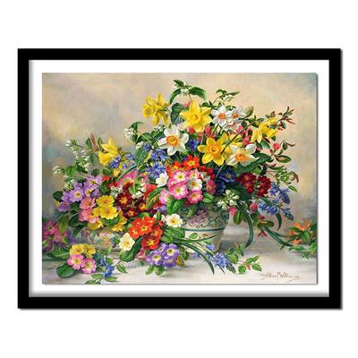 Flower Crystal Diamond Painting Cross Stitch Beautiful Colorful Floral Needlework Home Decor