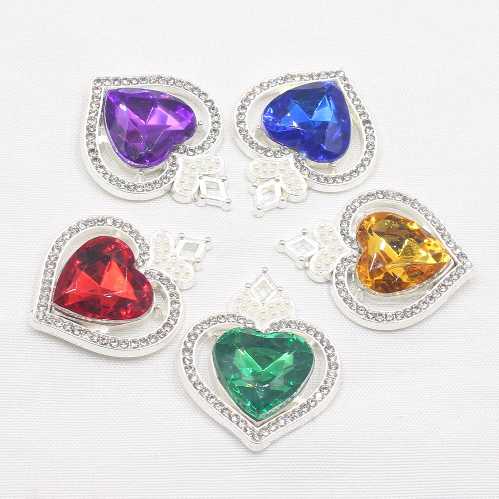 New 10 Piece 22 * 30mm Peach Heart Rhinestone Pearl Alloy Flat Bottom Button DIY Phone Case Hair Accessories Gift Box Clothing D
