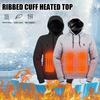 Herren Beheizter Hoodie mit 3 Heizstufen USB-Heizung Große Vordertasche Einstellbare Temperatureinstellungen Gerippte Bündchen Saum Oberteil