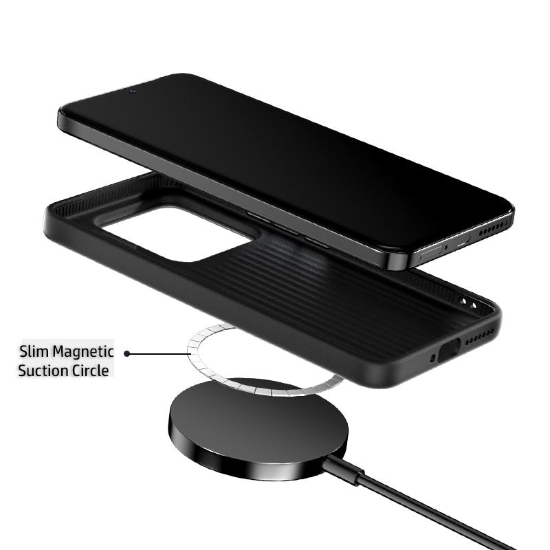 For Xiaomi 15S Pro Case Magsafe Slim Rigid Magnetic Phone Grip Carbon Fiber Leather Bumper Case Cover Metal Lens Protection