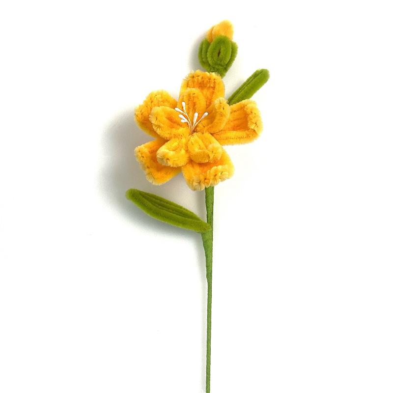 

1PC Camellia Flower Creative Gift Woven Bouquet 35*5cm Finished Flowers Handmade Pipe Cleaner Home Decor