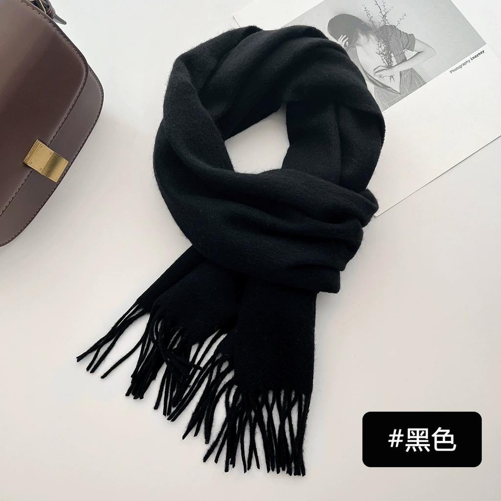 100% Wool Winter Scarf For Women Long Warm Cashmere Scarves Hijab Solid Lady Shawl Wrap Female Pashmina Bandana Head Scarfs