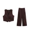Spring 2025 European & American Women's Open-Back Vest & Straight-Leg Pants Set