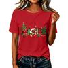 Women's Christmas Printed Short Sleeve T-Shirt Casual Holiday Top