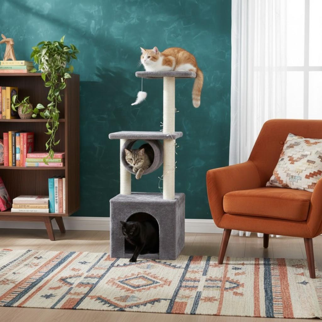 Scratching Post for a Large Cat, Scratching House, Tower, Tunnel, Bed + Toy PetJet