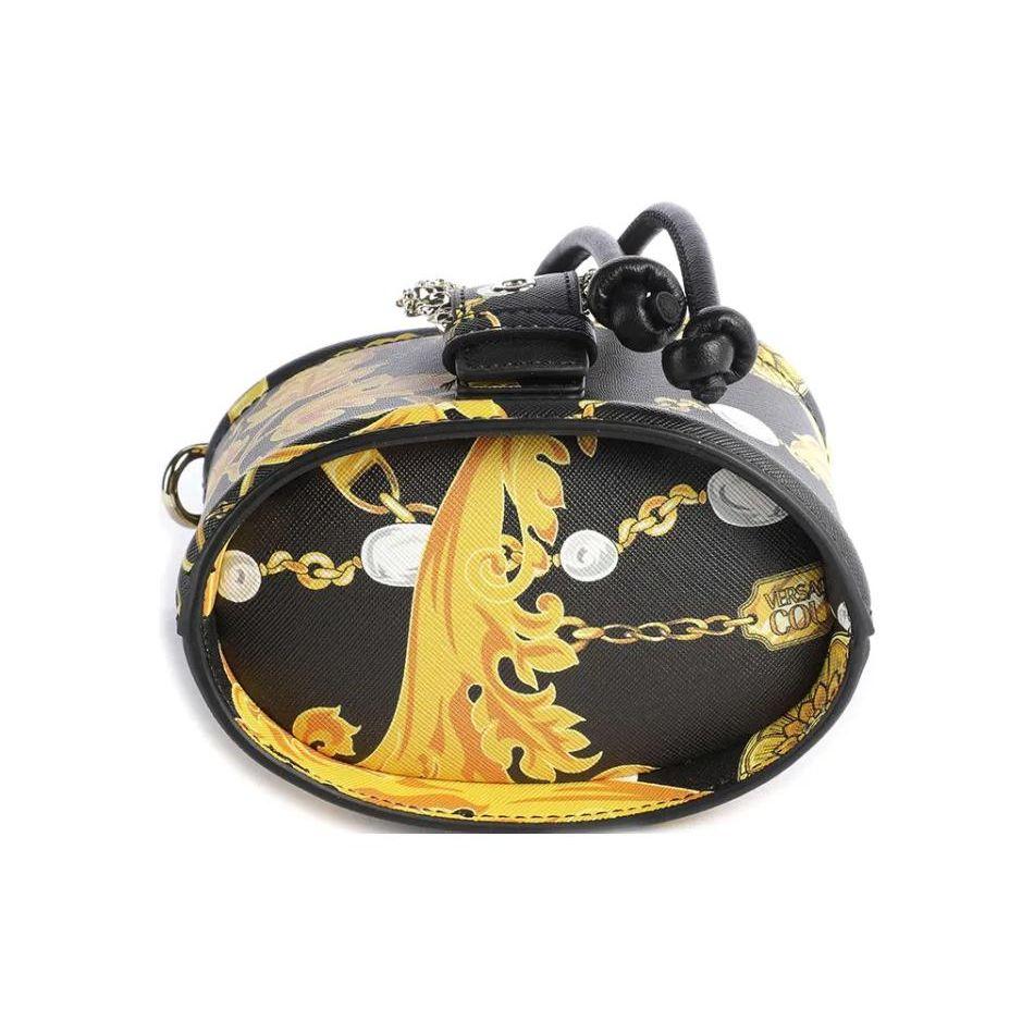 Versace Jeans Couture Baroque Print Micro Logo Synthetic Leather Bucket Bag Women bags Black 75VA4BF4ZS807G89