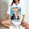 Été 2026 Sailor Moon Sailor Moon Guérison Style Quotidien Tendance Rue Thème 100% Coton Imprimé T-shirt Ample Haut Malefemale