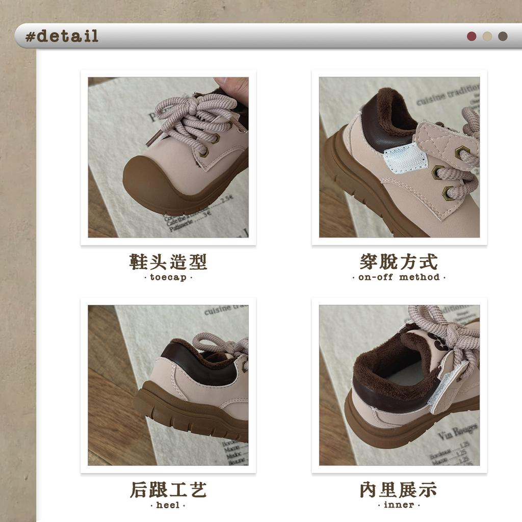 XSHX Fatty Martin | Boys and girls autumn and winter Velcro small yellow boots retro bag head foot protection rubber non-slip