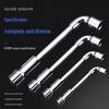 L-Shaped Hex Socket Wrench Set with Double-Ended Elbow and Perforated Pipe Wrench.