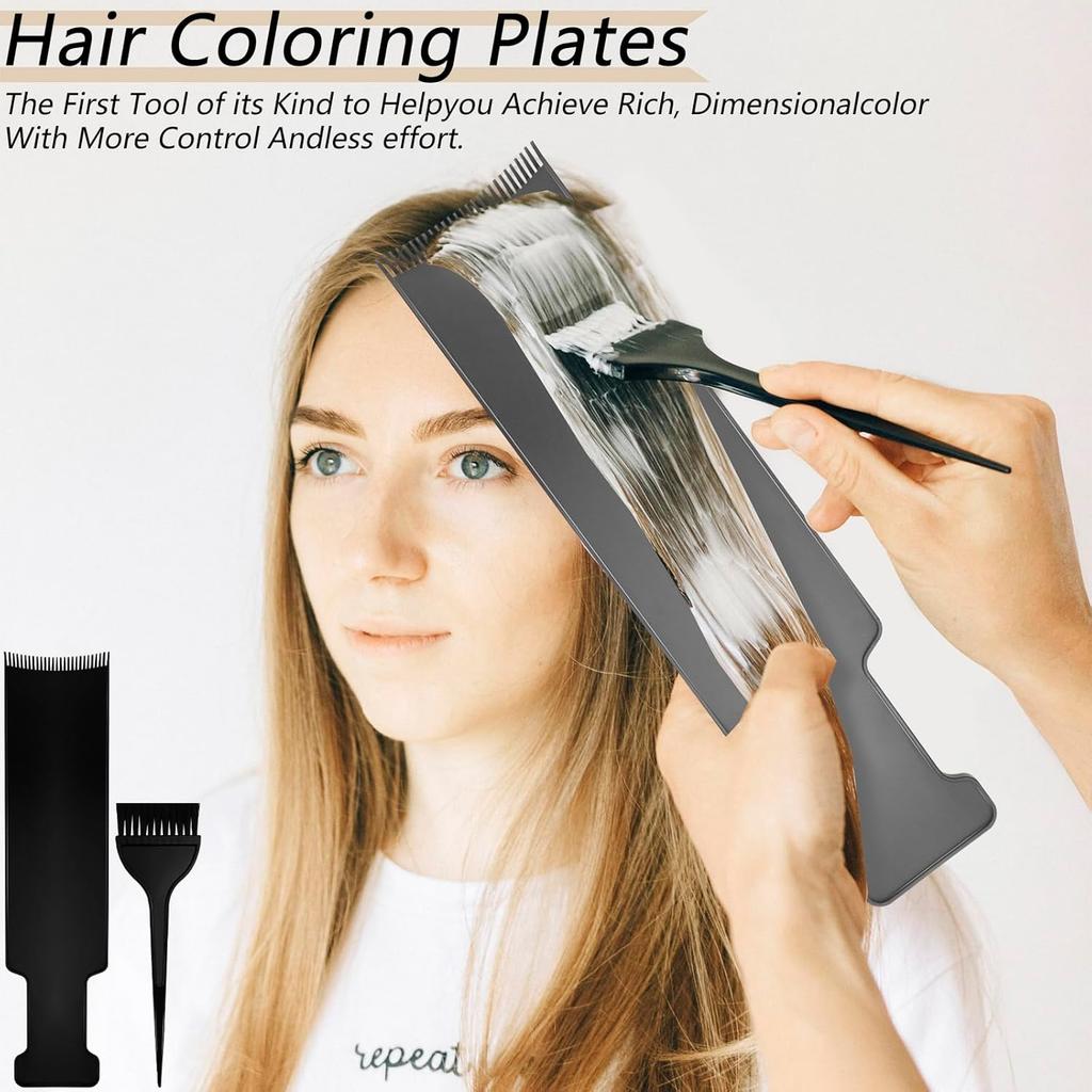 4 PCS Balayage Highlighting Board and Highlighting Brush Kit, 1 Hair Dye Brush and 3 Balayage Highlighting Board with Teeth Hair, for Hair Dye,