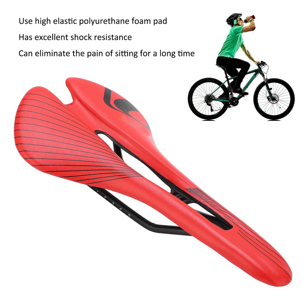 Saddle Waterproof Road Bike Cushion Breathable Hollow Cycling Racing Saddle(Black White )