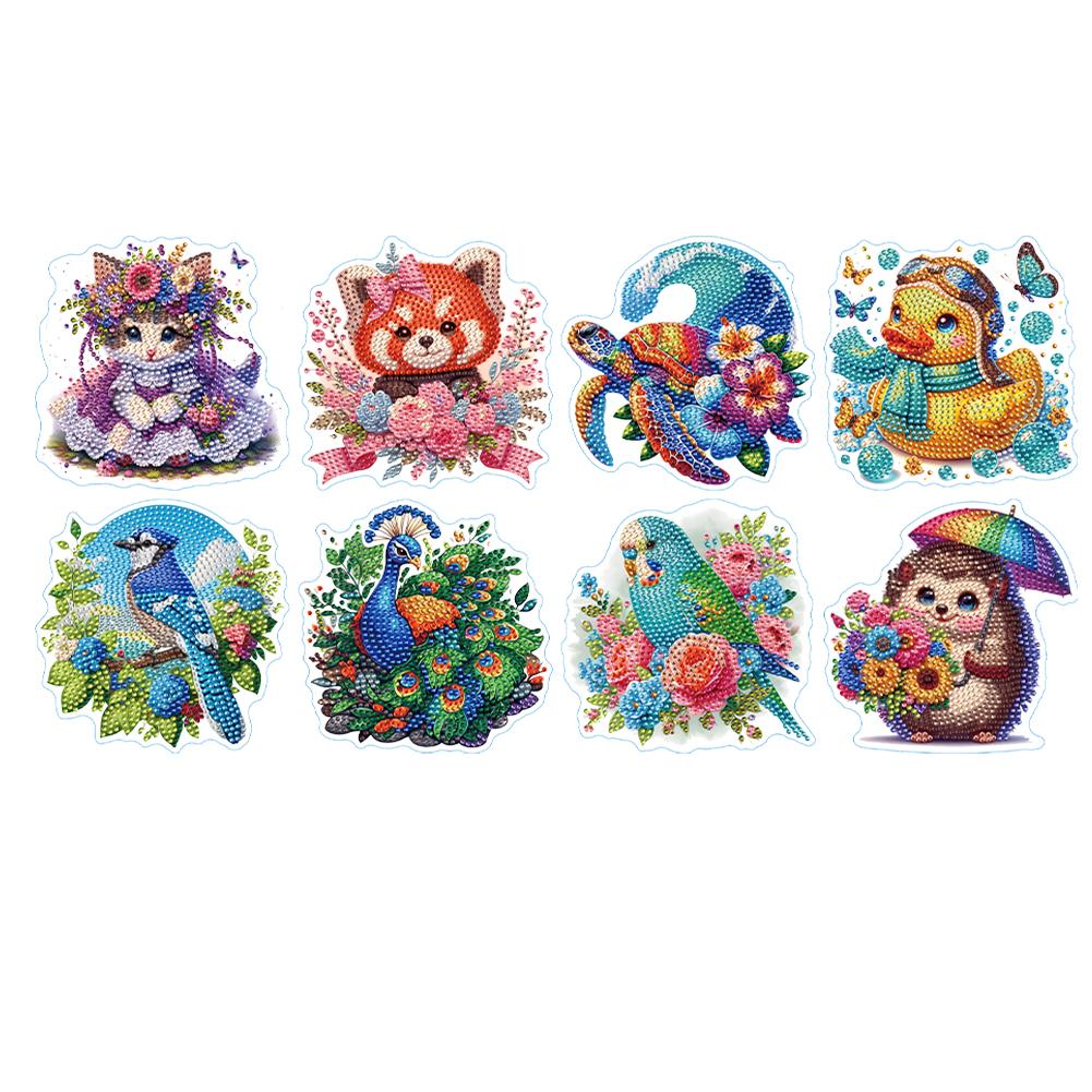 8 Stück 5D Diamantmalerei Sticker Set Cartoon Diamantkunst Sticker Diamant Mosaik Sticker für Anfänger Erwachsene DIY Basteln