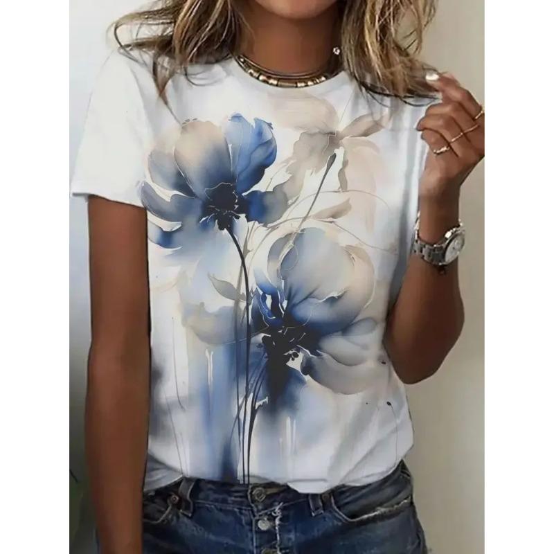 Летняя модная женская футболка с 3D-печатью, дышащая, повседневная XS