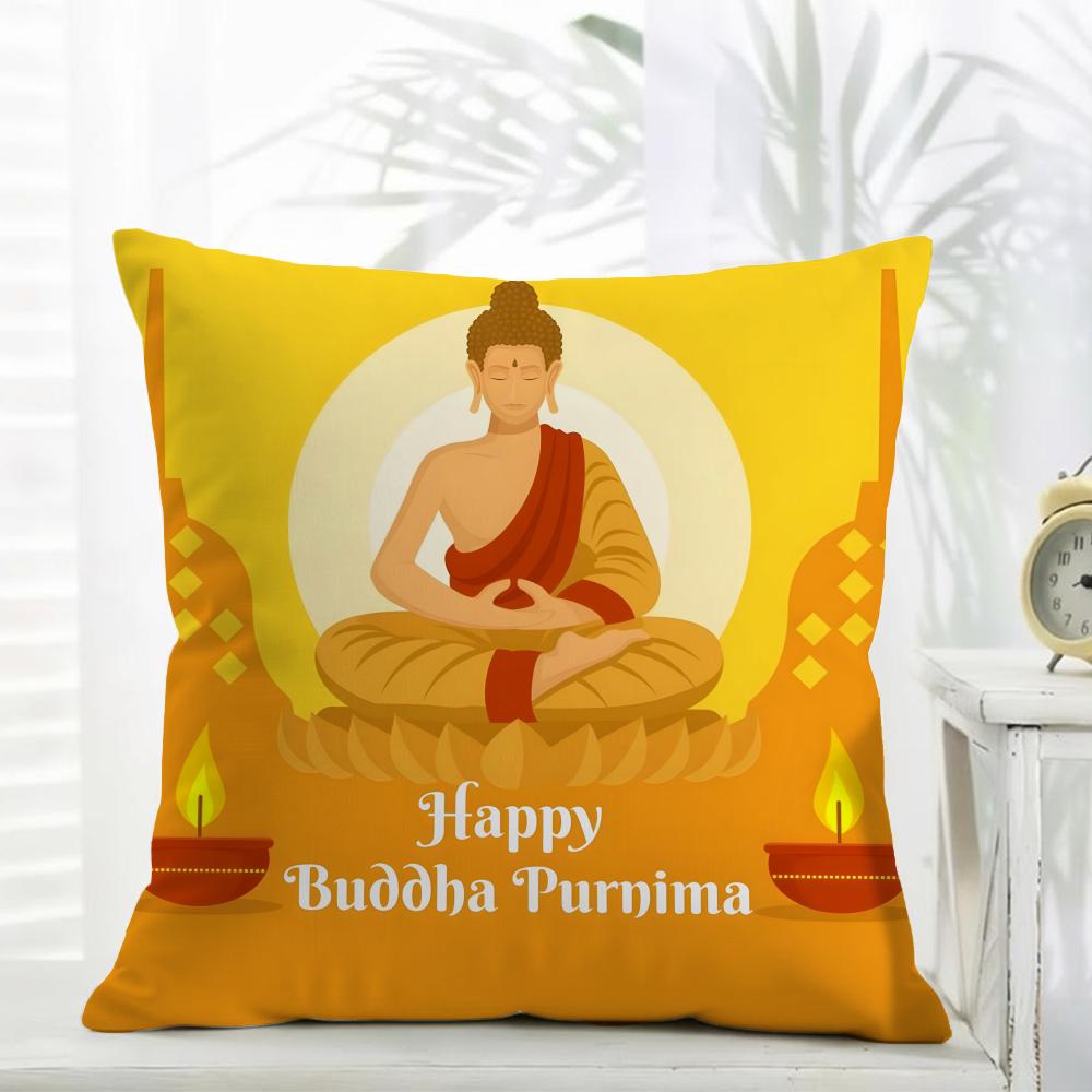 Divine Cozy Vesak BuddhaS Birthday Cushion Cover Daily Washable Linen Pillowcase Soft for Sofa Bed Home Room Decor