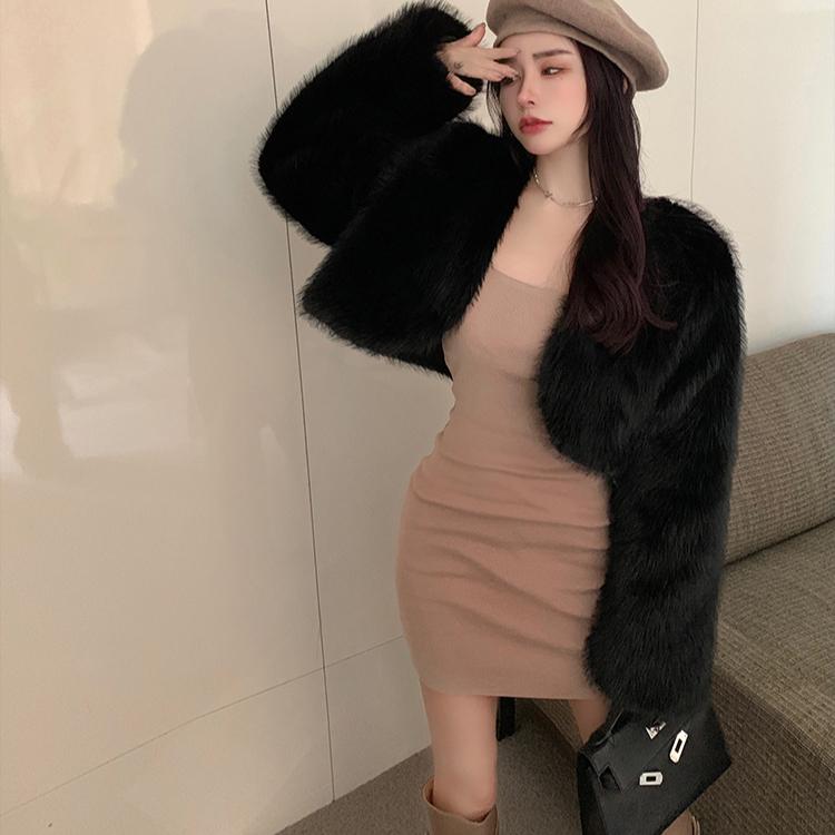 Y2K Krátké Nadýchané Umělé Norkové Kožešiny Podzim Zima Dámské Elegantní Kožešinové Bundy Pro Ženy