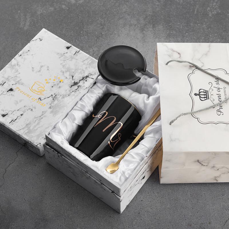 Shangqi Gold Rim Ceramic Couple Mug Set