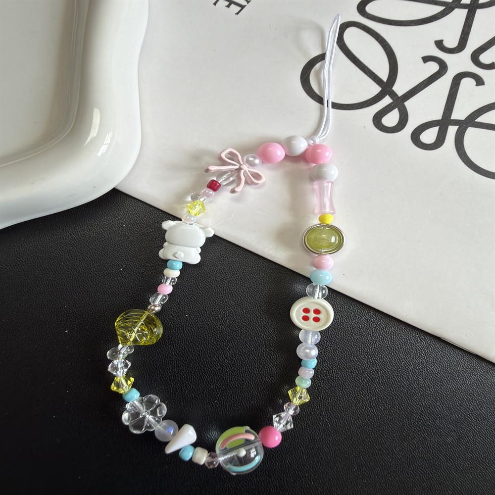 Cute Cartoon Blush Dog Button Phone Strap With Pvc Cord For Girls And Ladies