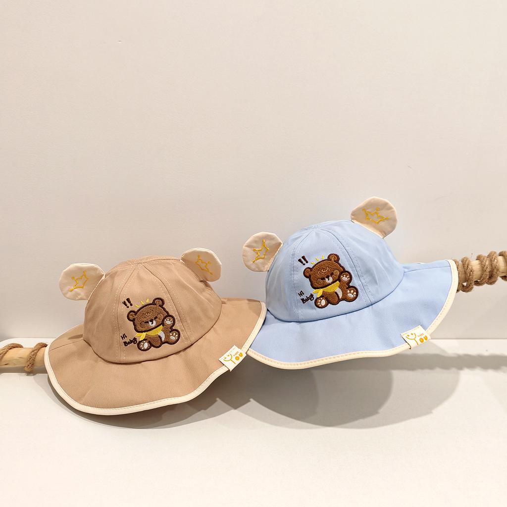 Baby Fisherman Hat 50cm 1-3 Years Cartoon Bear Toddler Girls Sun Hat Kids UV Protection Cap Boys Summer Sunscreen Hat