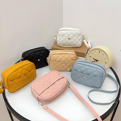 Litchi Pattern Diamond Square Bag Mobile Phone Bag Korean Style Girl One-shoulder Crossbody Bag