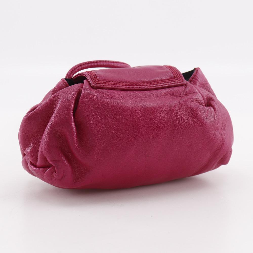 LOEWE Pochette Shoulder Bag fringe pink leather Women Used