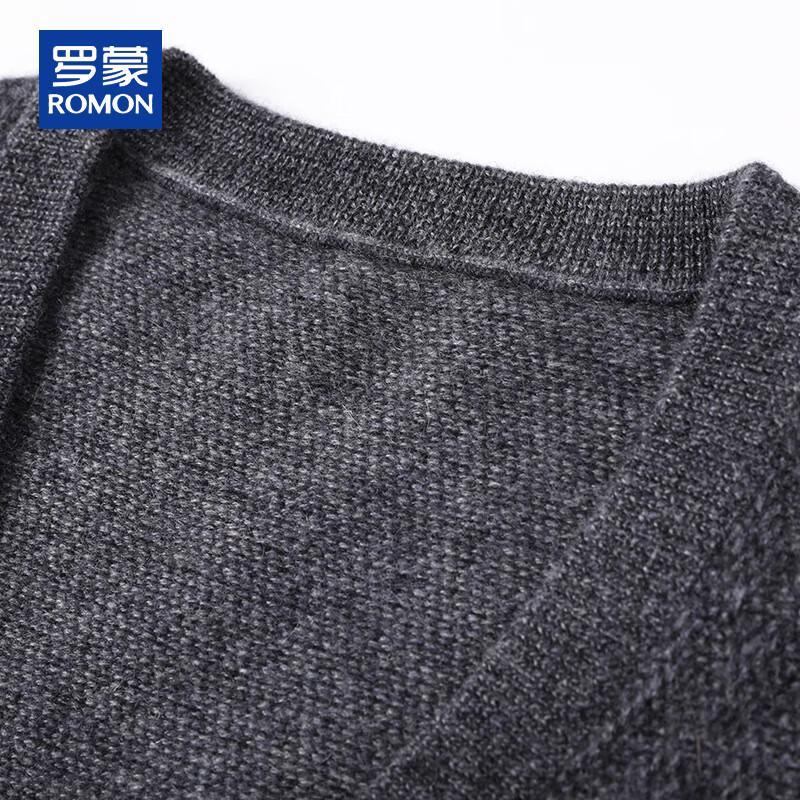 ROMON Men's 100% Cashmere Thickened V-Neck Cardigan