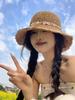 Pastoral style~ summer woven straw hat women's seaside vacation sunshade small flower sun straw hat foldable