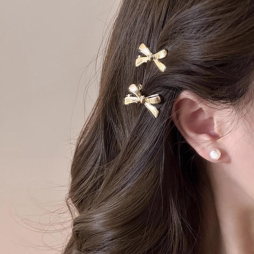 Sweet Cool Bow Metal Small Hairpin Side Ear Clip Forehead Traceless Bangs Broken Hair Clip Hairpin Hair Accessories