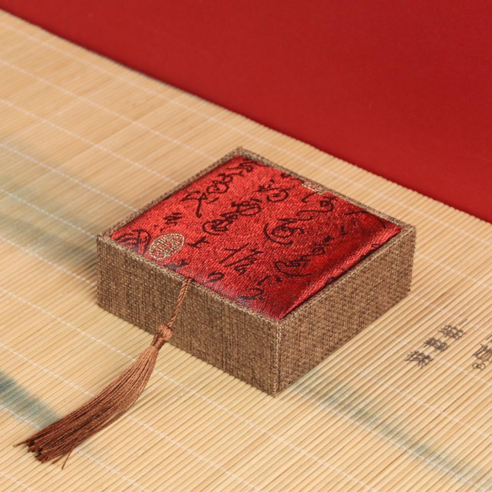 

Портативная шкатулка для украшений в китайском стиле, органайзер для ожерелий, мини-коробка для хранения браслетов, украшения Calligraphy Red