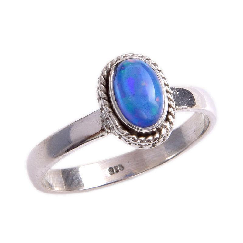 Natürlicher äthiopischer Opal Edelstein Handarbeit 925 Sterling Silber Ring S.9 V3d84
