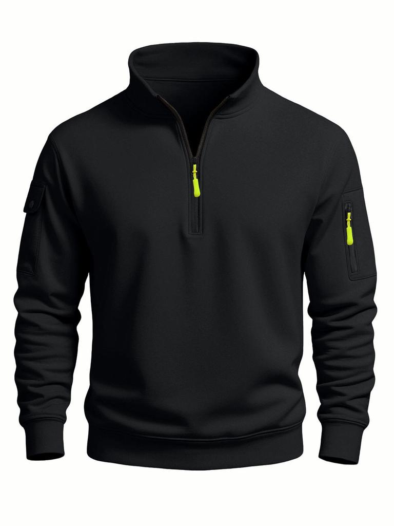 2025 Herr vår- och höstsporthuvtröja med ståkrage - Avslappnad topp