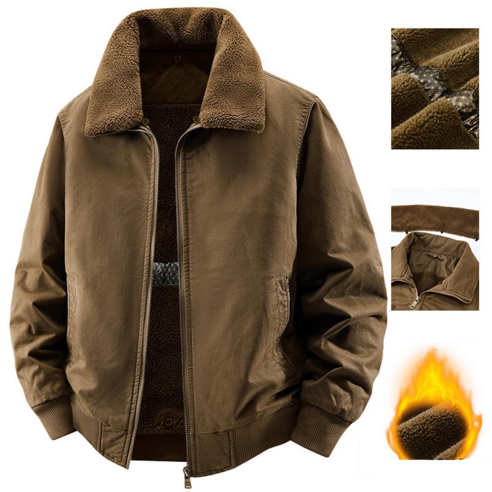 Winter New Fleece Thick Warm Pilot Jacket Men Fashion Casual Windproof Coat Men Autumn Outwear Outdoor Fur Collar Jacket Men
