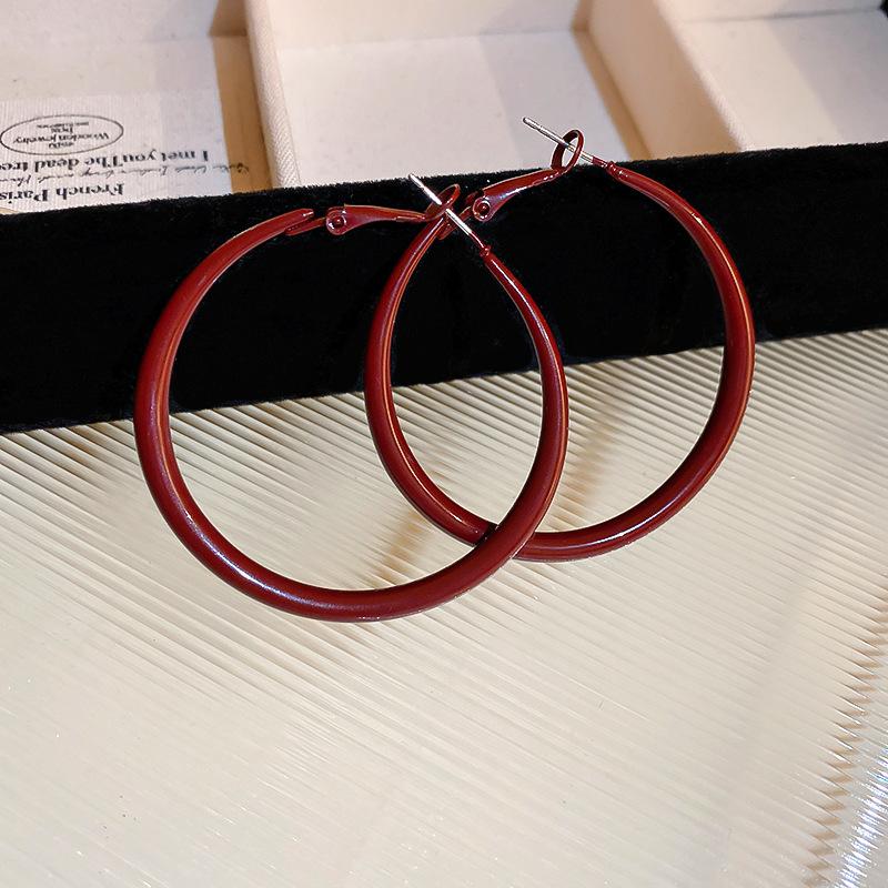 Серьги-пусеты Серебряная Игла Анкара Красные Круглые Любовные Серьги Гонконгский Стиль Ретро Серьги Нишевые Легкая Роскошь Премиум Серьги