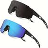 2pcs Men's Oversized Cycling Sunglasses Women Sport Goggles Windproof Lens Road Riding Bike Eyewear UV400