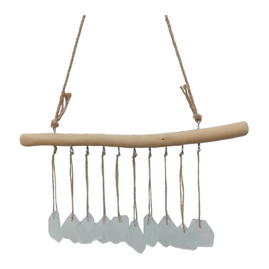 

Ручная работа Морские стеклянные ветряные колокольчики для улицы Прибрежный стиль Подвесной ветряной колокольчик с деревянной вешалкой для декора стены дома, сада Подарки для мамы, женщин