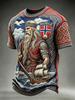 Nordisches Wikinger Norwegen Hemd Herren Damen 3D Gedrucktes Vintage Kulturmuster Kurzarm Streetwear T-Shirt Schnelltrocknend Sommer Freizeit Oberteil