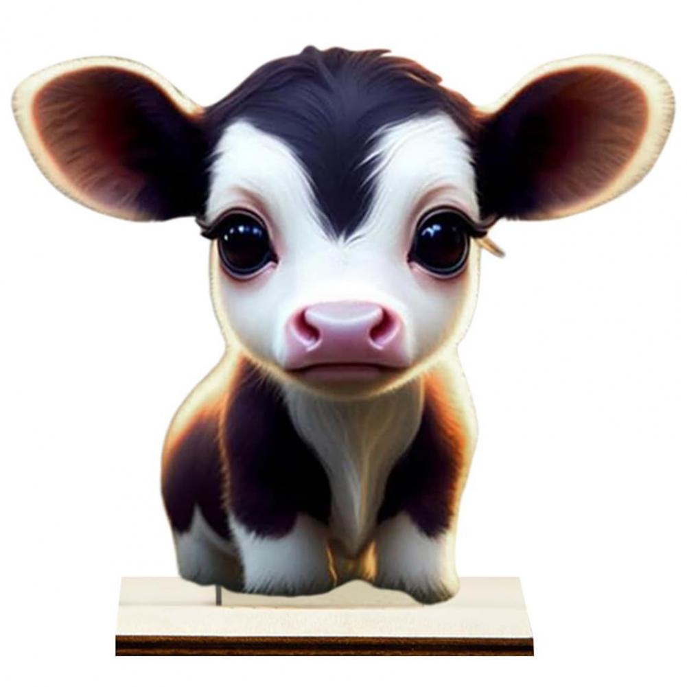 Christmas Ornament Holiday Decoration Ornament Adorable Cartoon Highland Cow Wooden Home Table Ornament with Fine Workmanship