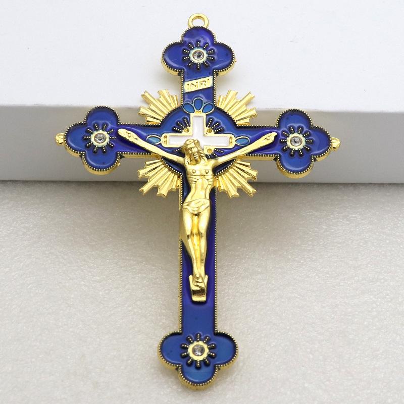 Metal Enamel Crystal Flower Crucifix Cross Spiritual Religious Jesus Catholic Blessing Faith Gifts Prayer Church Decor 2025 New