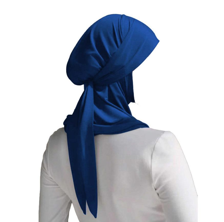 JYL TS DIY New European American Turban Cap Solid Color Floral Muslim Hat