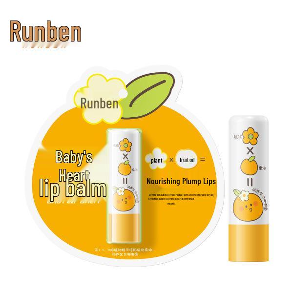 

Натуральный тонирующий бальзам для губ Runben для детей - Увлажняющий и питательный для маленьких девочек, формула против обветривания.