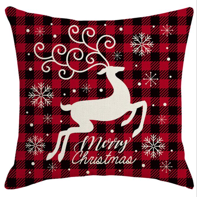 New Black and Red Plaid Elk Christmas Festive Pillowcase Christmas Tree Car Cushion Cover