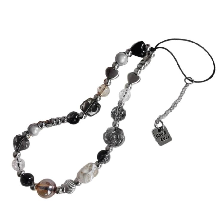 Elegant Flower Bead Pendant Accessory Y2K Heart Phone Charm Strap Hangings Charm
