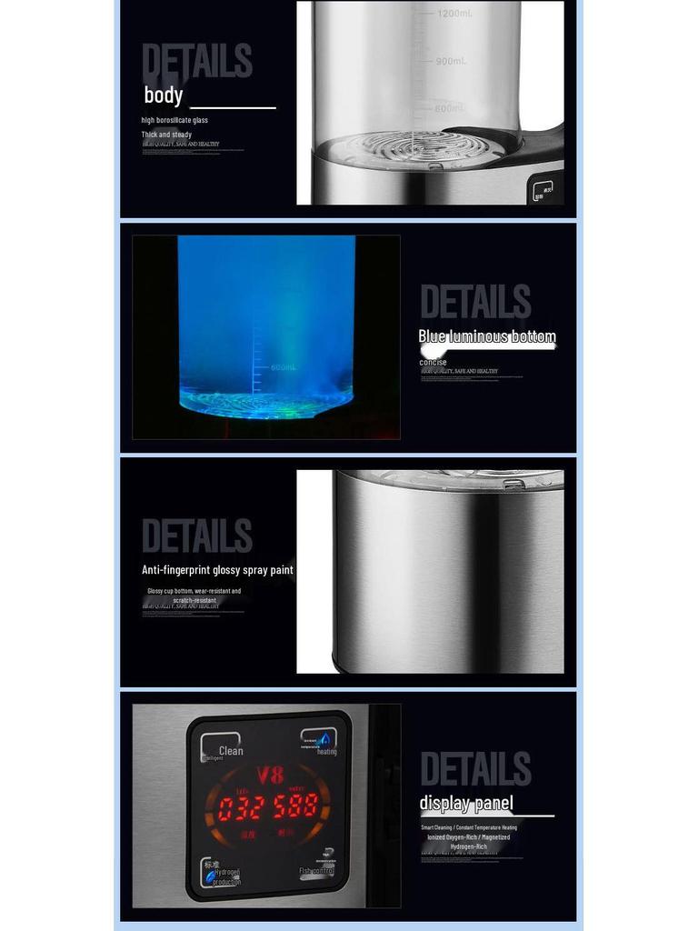 Japan V8 Hydrogen-Rich Kettle: High-Concentration Micro-Electrolysis Hydrogen Alkaline Water Generator