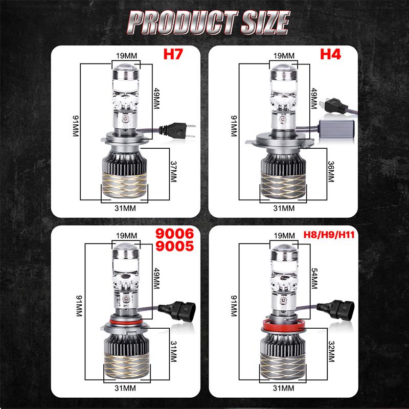 5000W 5000000LM H7 H4 Canbus Car Headlight Mini Lens H11 H8 9005 9006 HB3 HB4 LED Projector Bulb 6000K Auto Motorcycle Mini Lens