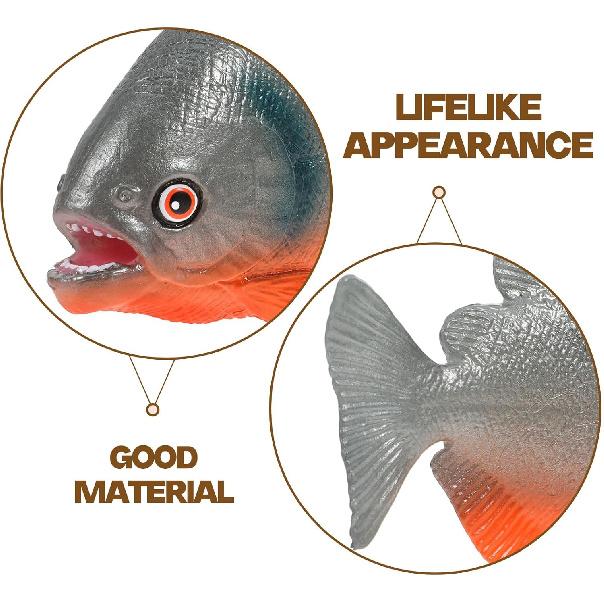 GANAZONO Artificial Piranha Toy Ferocious Fish Model Fake Fish Solid Simulation Piranha Toy Artificial Sea Fish Realistic Plastic Model Fish for