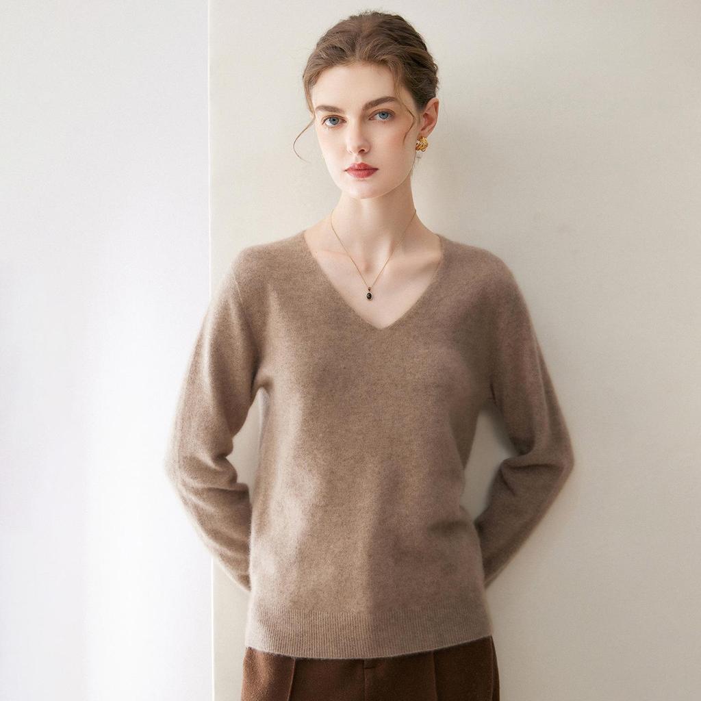 2026 New Autumn Winter Women's Pure Cashmere V-neck Sweater - Loose, Versatile Knitwear