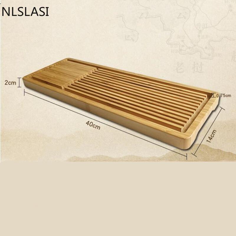NLSLASI Natural Bamboo Tea Tray Rectangle Tea Accessories Chinese Style Tea Table Tea Tray Household Portable Tea Tray