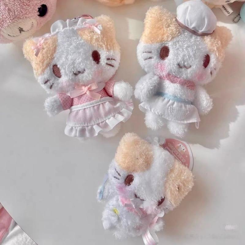 NEW Marshmallow Cat Dessert Series Cook plush toy keychain Cartoon Fuzzy Masyumaro Fuwafuwa Nyanko doll toy pendant decoration