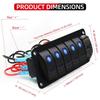 6 Gang Rocker Switch Aluminum Panel with Voltmeter 4.2A Dual USB Fast Charging Blue LED Pre-Wired IP65 Waterproof for Marine Car