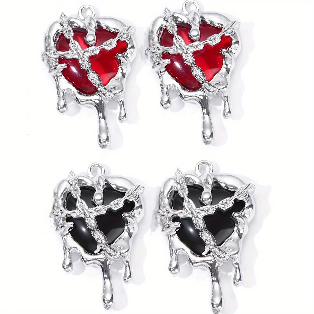 5pcs New Enamel Heart Charms Fashion Romantic Love Y2K Sweet Style Pendants For Making DIY Jewelry Accessories Necklace Findings