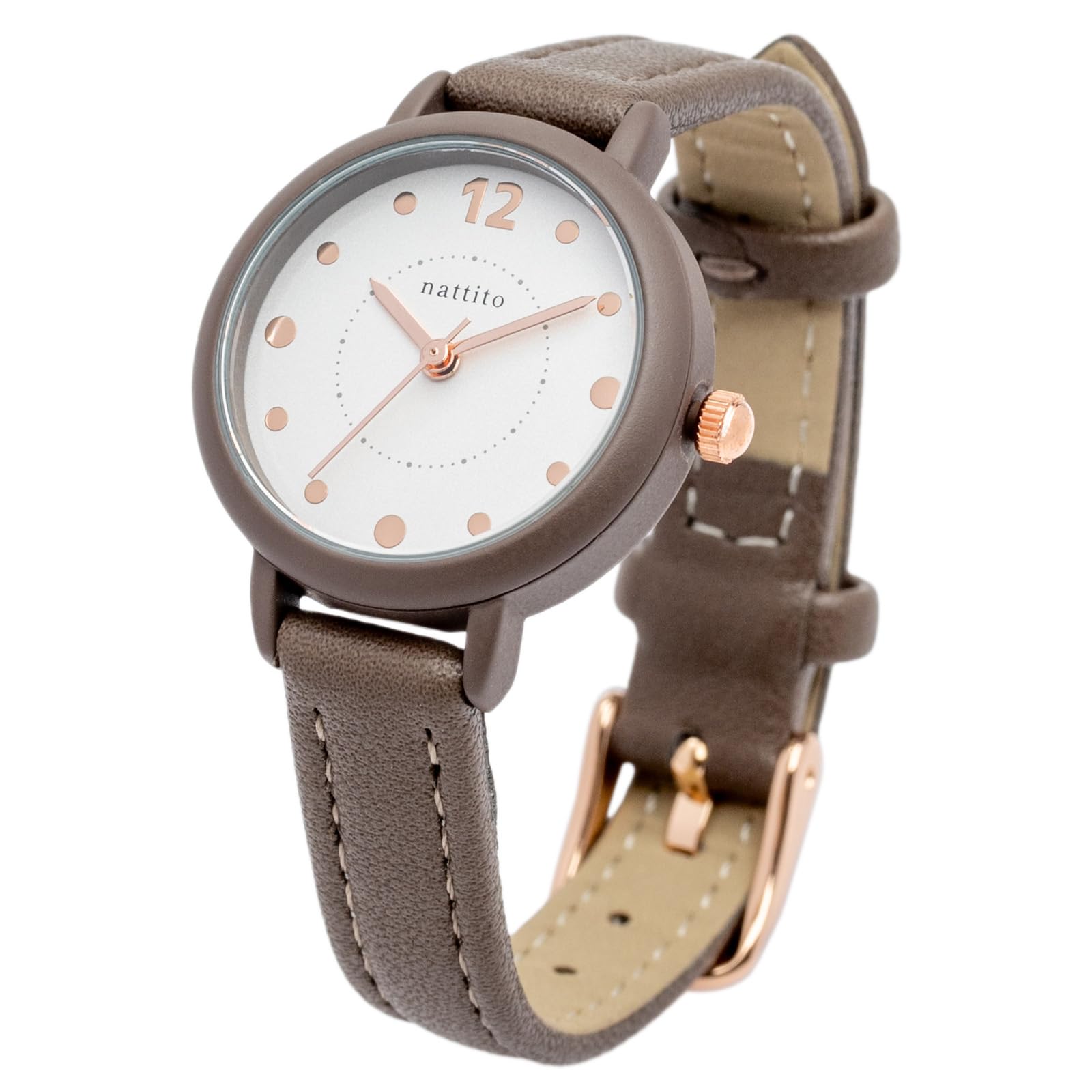 

Analog Leather Dot [Fieldwork] Women s Watch, Strap, Index, Small, Simple, Comb, Brown, JN037-4